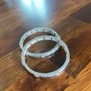 Lia Sophia Silver Stretch Bracelet Set with Crystal Accents